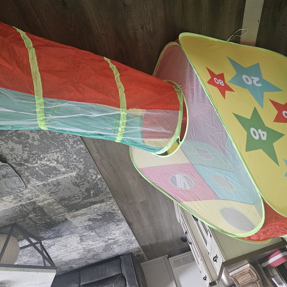 Red and Yellow Action Figure Playset with Starry Design